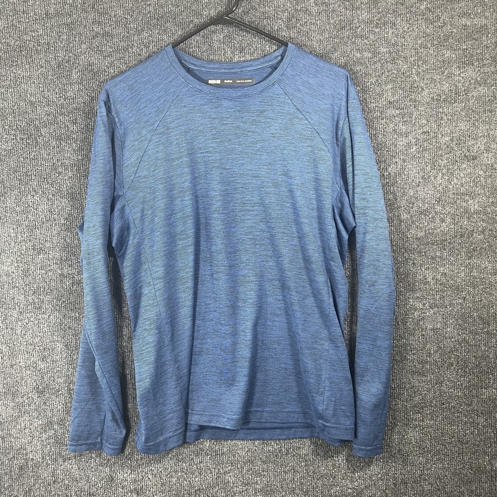 REI Co-op Shirt Mens Medium Blue Long Sleeve Striped Raglan Performance Top
